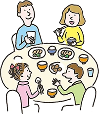 イラスト:家族で食事