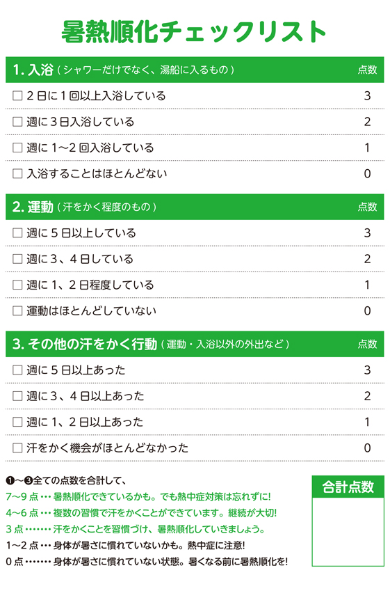 暑熱順化チェック