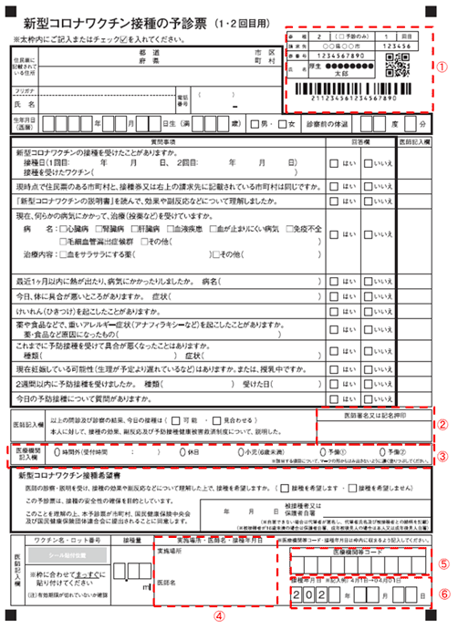  「予診票」【新様式】の記載方法