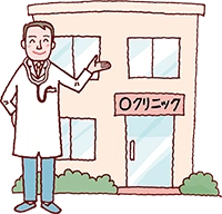 イラスト:病院と医師